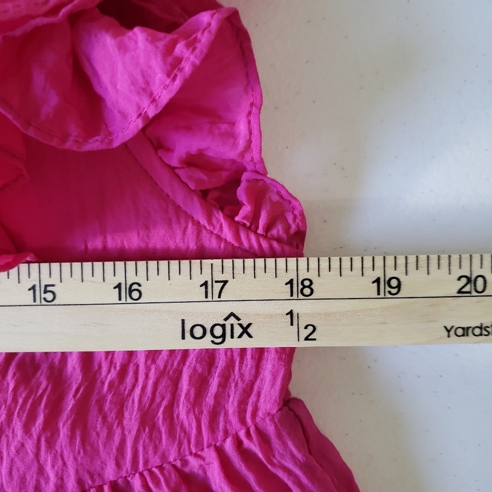 Entro Ruffle Sleeve Babydoll Blouse Top Women Small Fuchsia Pink Vibrant Boho - Picture 3 of 9